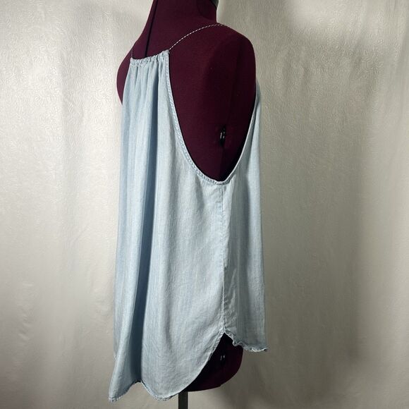 Rails Liv Light Vintage Wash Chambray Sleeveless Halter Tank Top Sz M Boho Y2K - Picture 14 of 16
